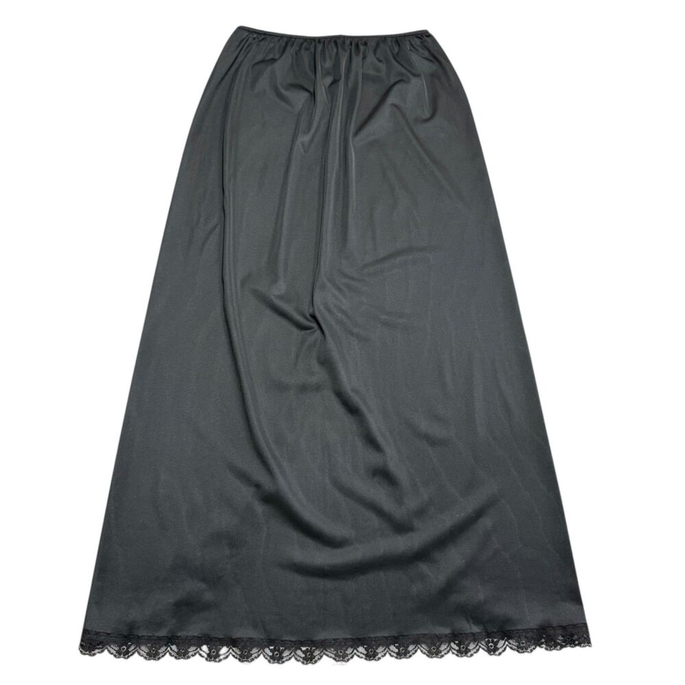 Vtg JC Penney 100% Nylon Antron III  Black Half Slip Lace 36” Long Slit Large